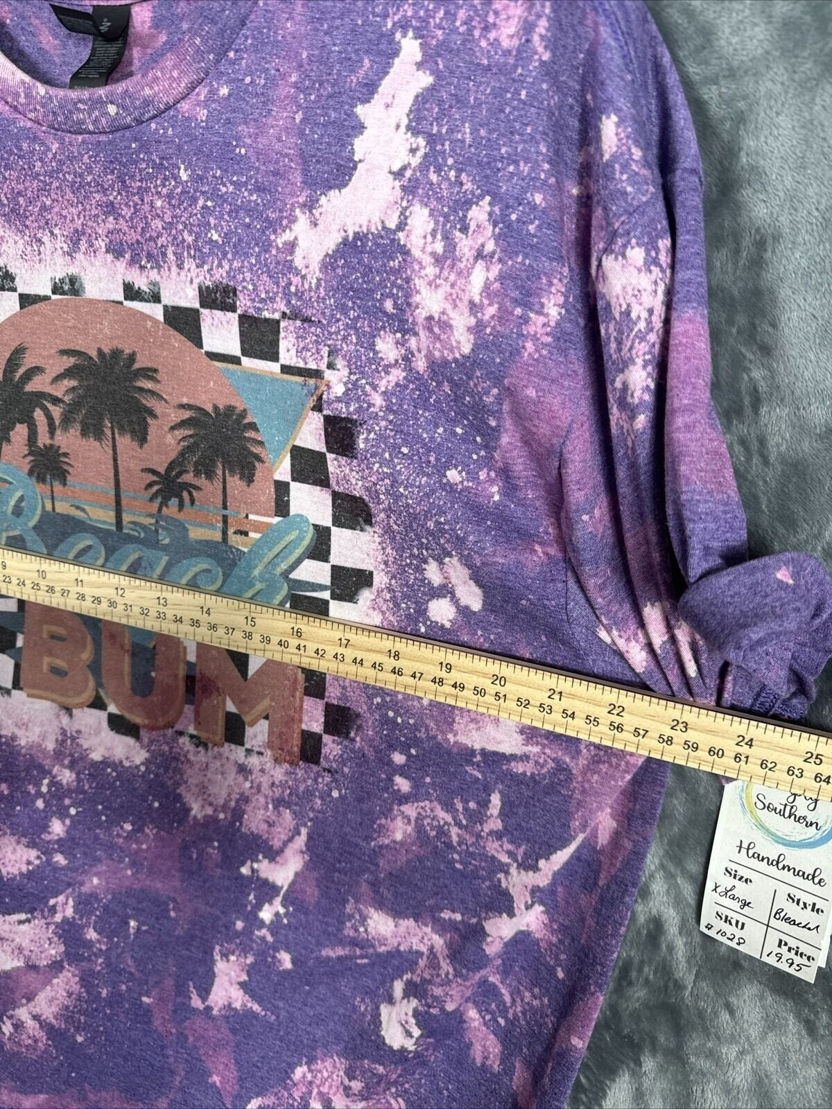 Glidan Woman's T Shirt Tye Dyed Beach Bum Graphic Shirt Size Adult X Large