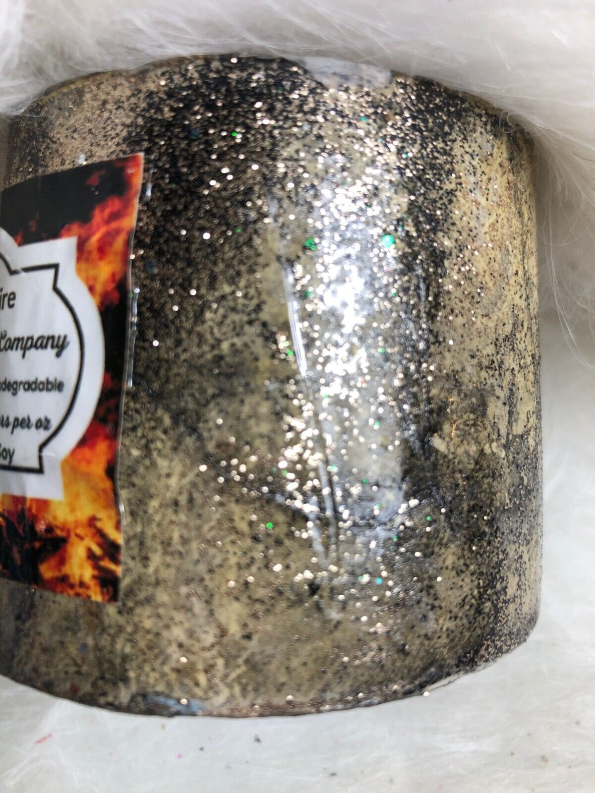 Blazing Bonfire Glitter Candle Hand Poured 7-9 Hours Burn Vegan All Natural Biod