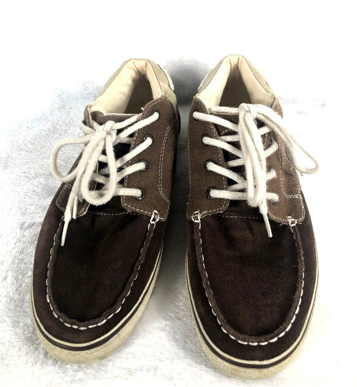 Mens GBX Shoes Brown Suede & Canvas Lace-Up Sneakers Size 12