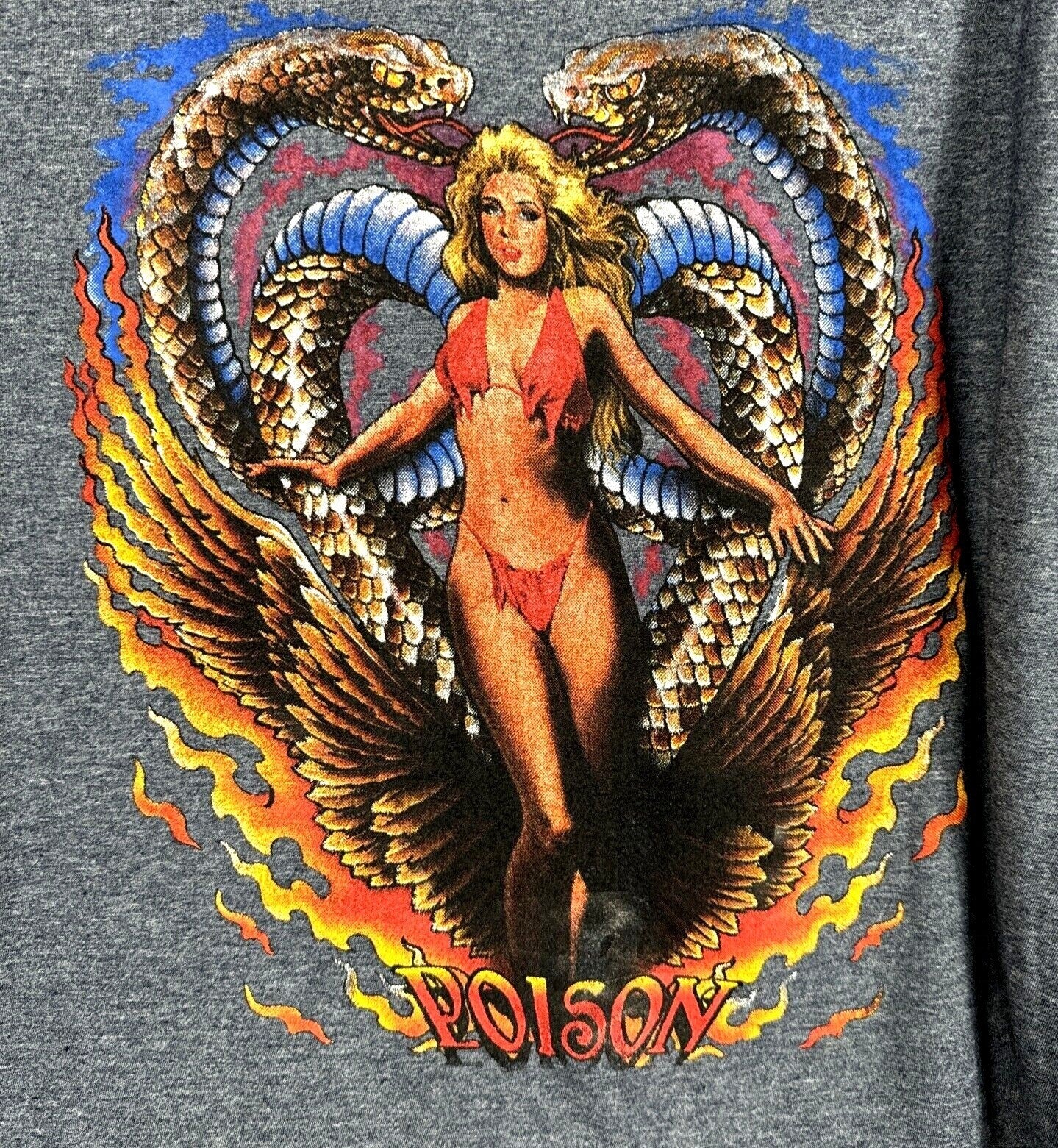 Glidan Men’s T-Shirt Poison Snakes Soft Style Gray X Large Shirt