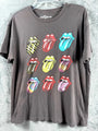 The Rolling Stones Graphic T-Shirt L Multicolor Tongue Logo Brown Unisex
