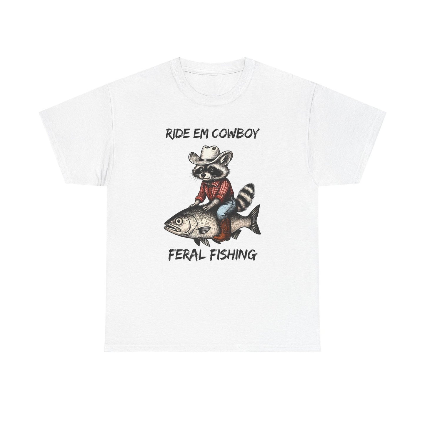 Cowboy Raccoon Riding Fish Tee | Funny Country Animal Shirt | Western Humor