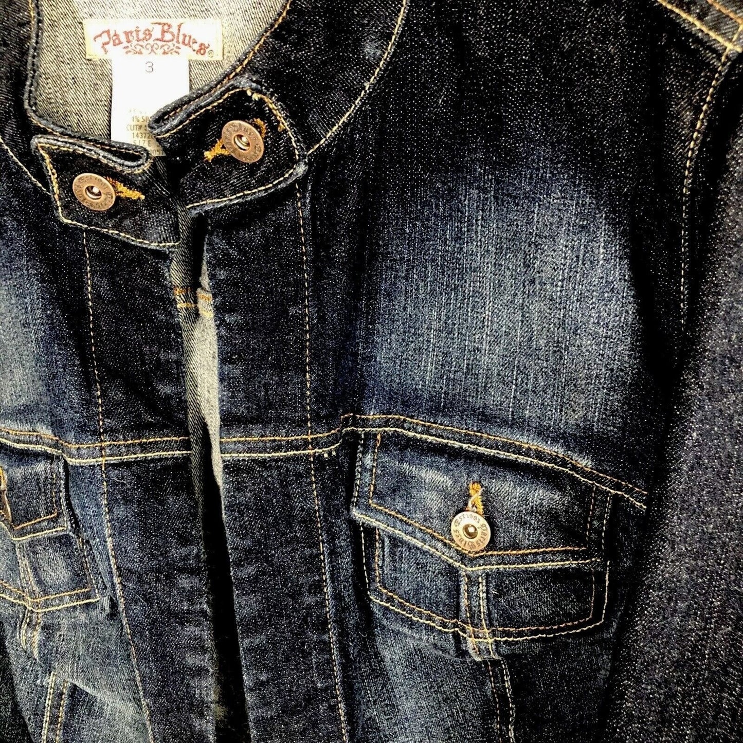 Paris Blues Womens Denim Jacket Size 3 Button-Up Crop Style