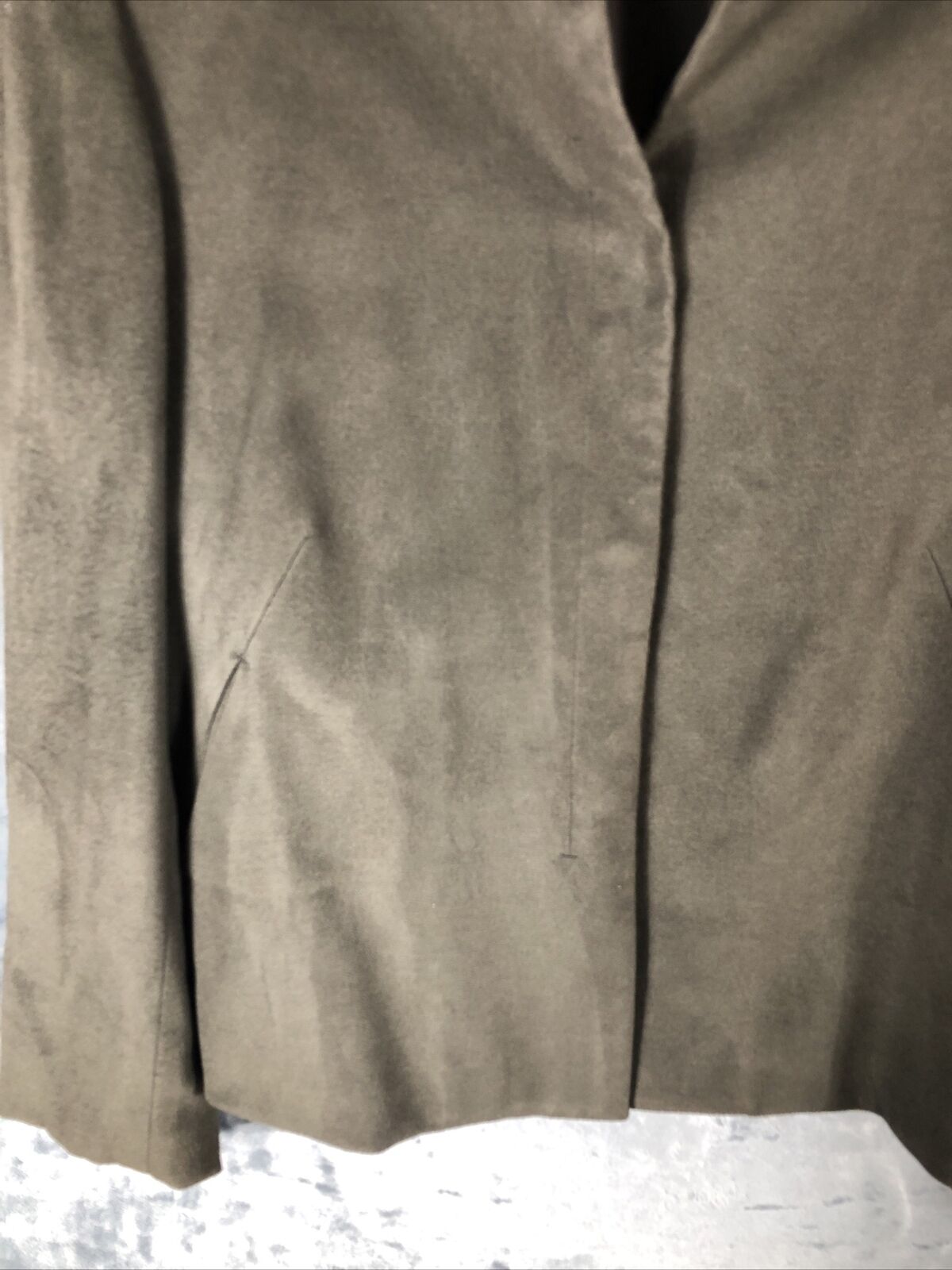 Anne Klein Women’s Jacket Neiman Marcus Suede Olive Green Moto Large Snap Front