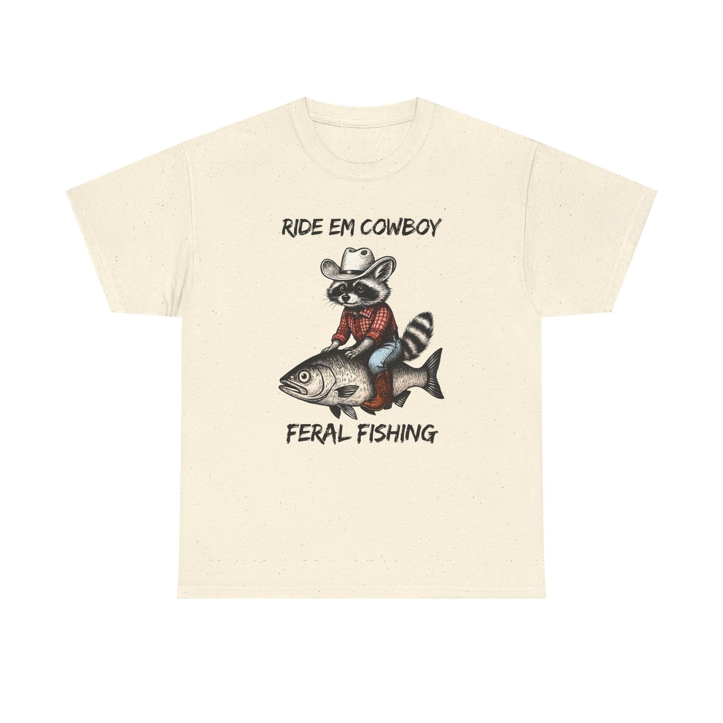 Cowboy Raccoon Riding Fish Tee | Funny Country Animal Shirt | Western Humor