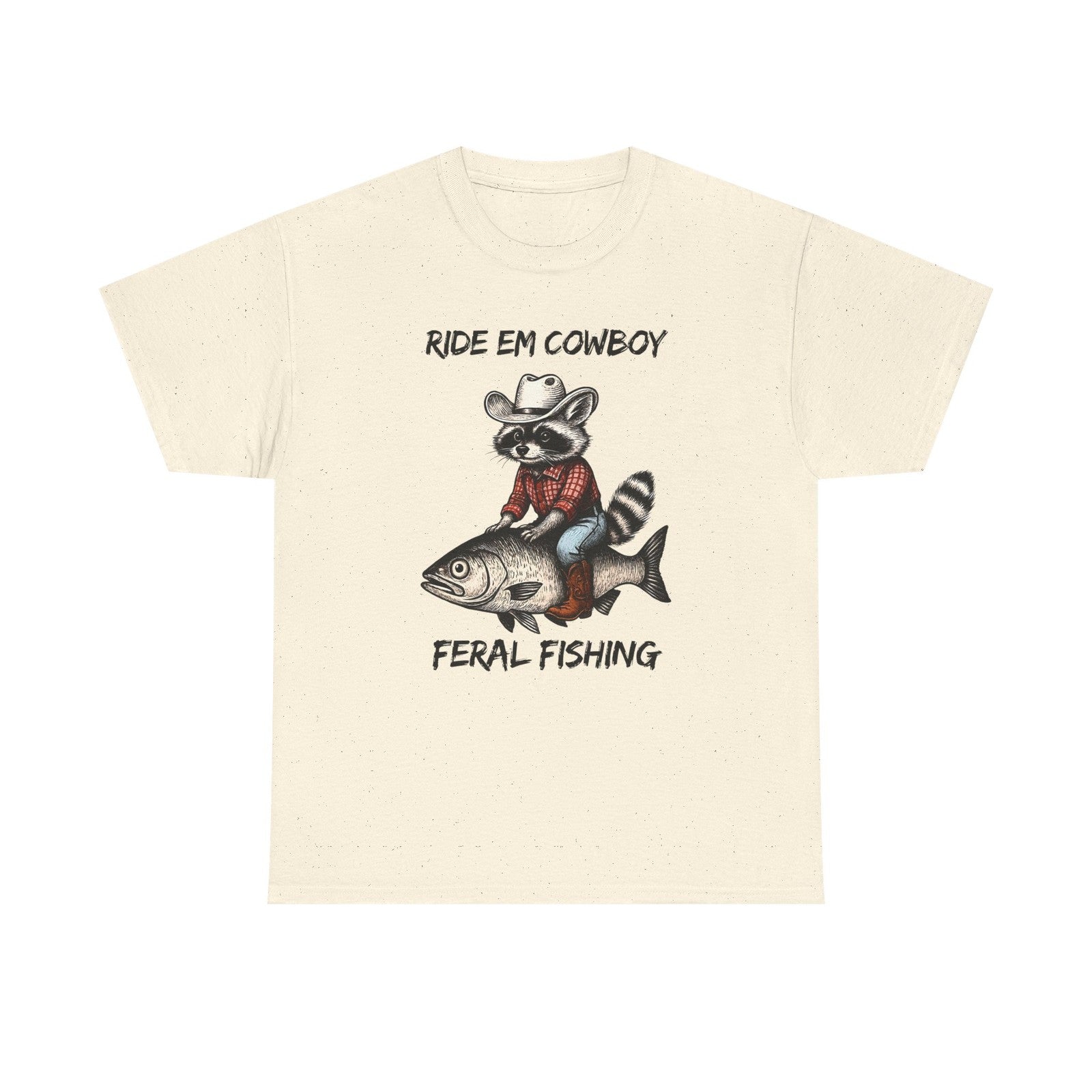 Cowboy Raccoon Riding Fish Tee | Funny Country Animal Shirt | Western Humor