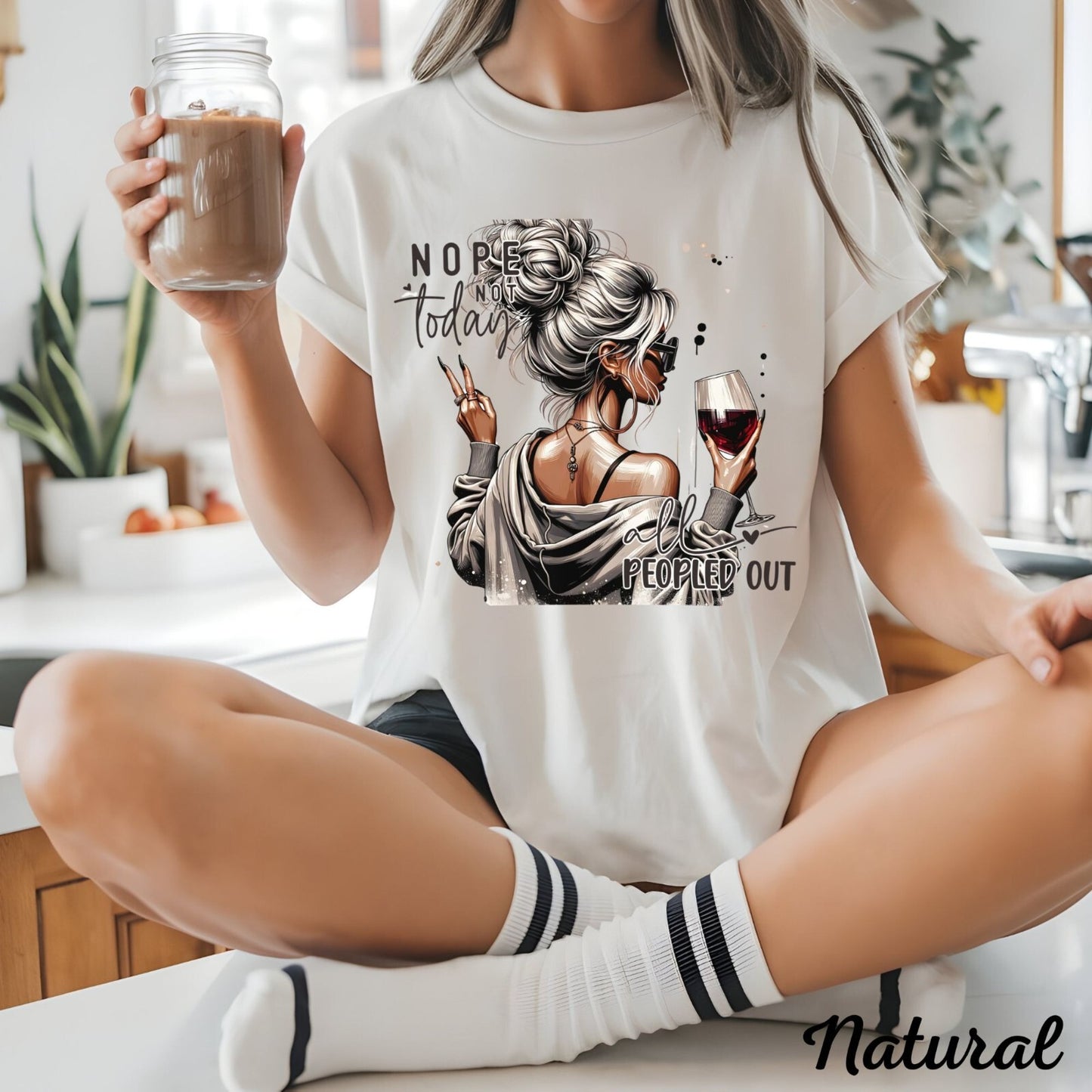 Womans Funny Shirt Nope Not Today All Peopled Out T Shirt Cute Graphic Tee Sizes