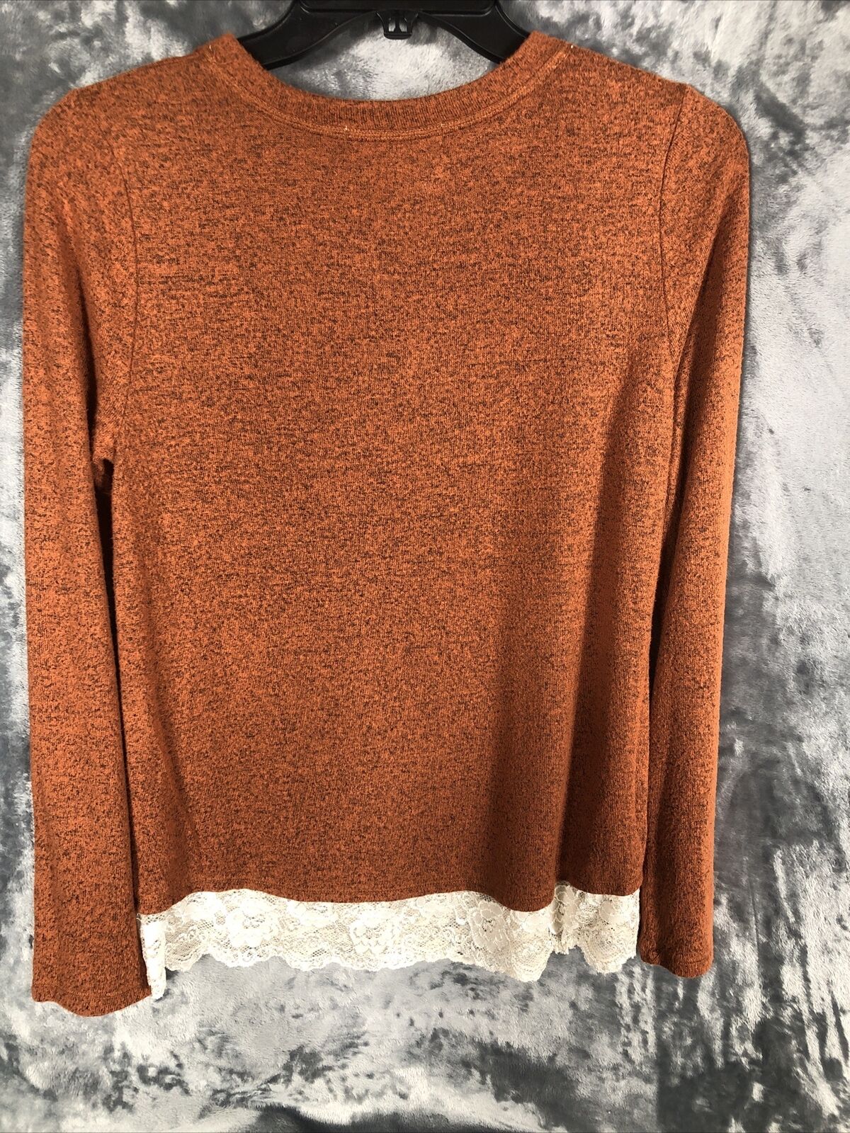 Jolt Women’s Pullover Size Small Long Sleeve Rust Color Bottom Lace Trim
