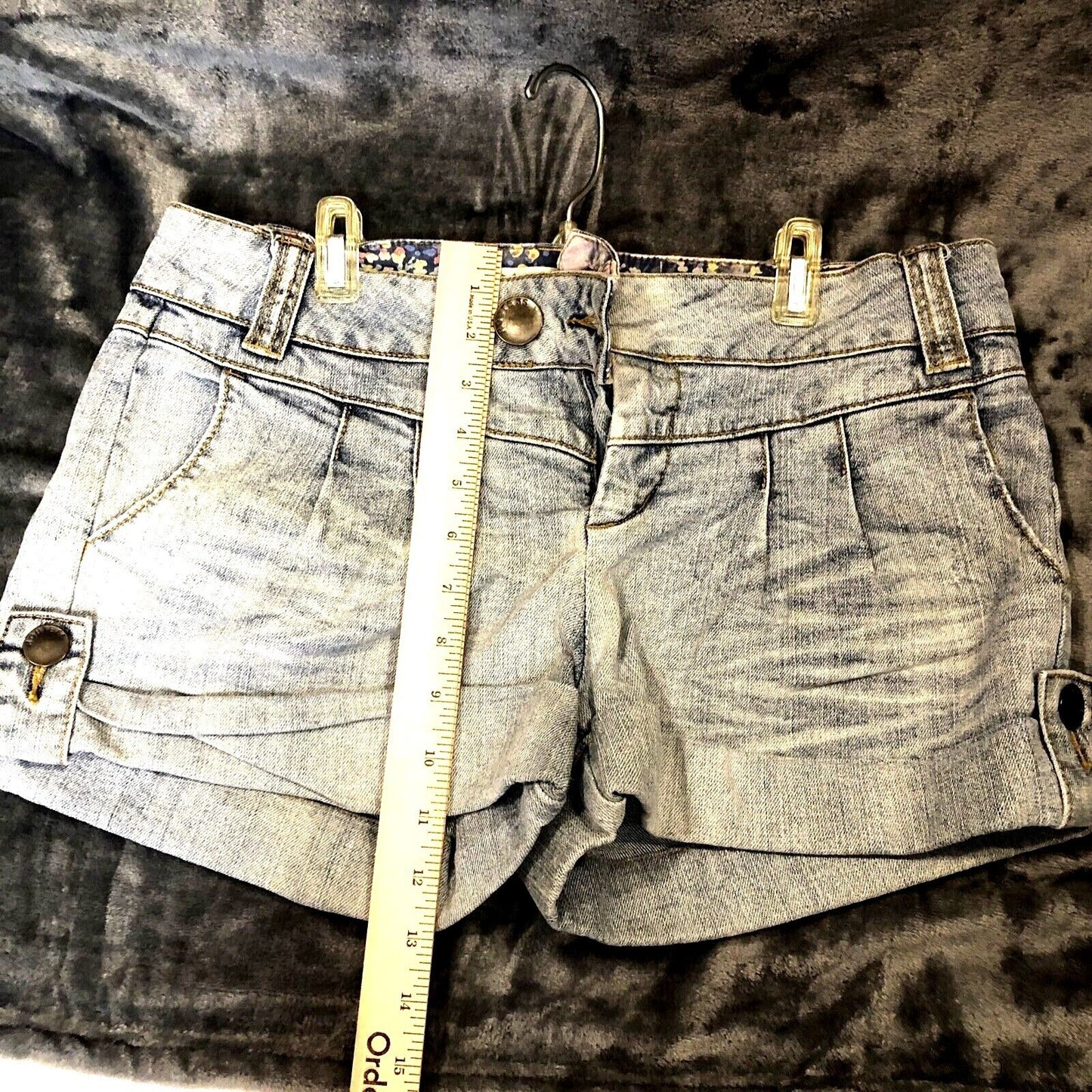 Route 66 Denim Shorts Girls Size 9/10 Light Wash Cotton Spandex Blend With Butto