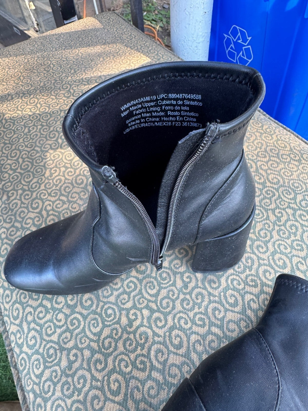 Steve Madden Womens Ankle Boots With Zipper Closure & Block Heel In Black