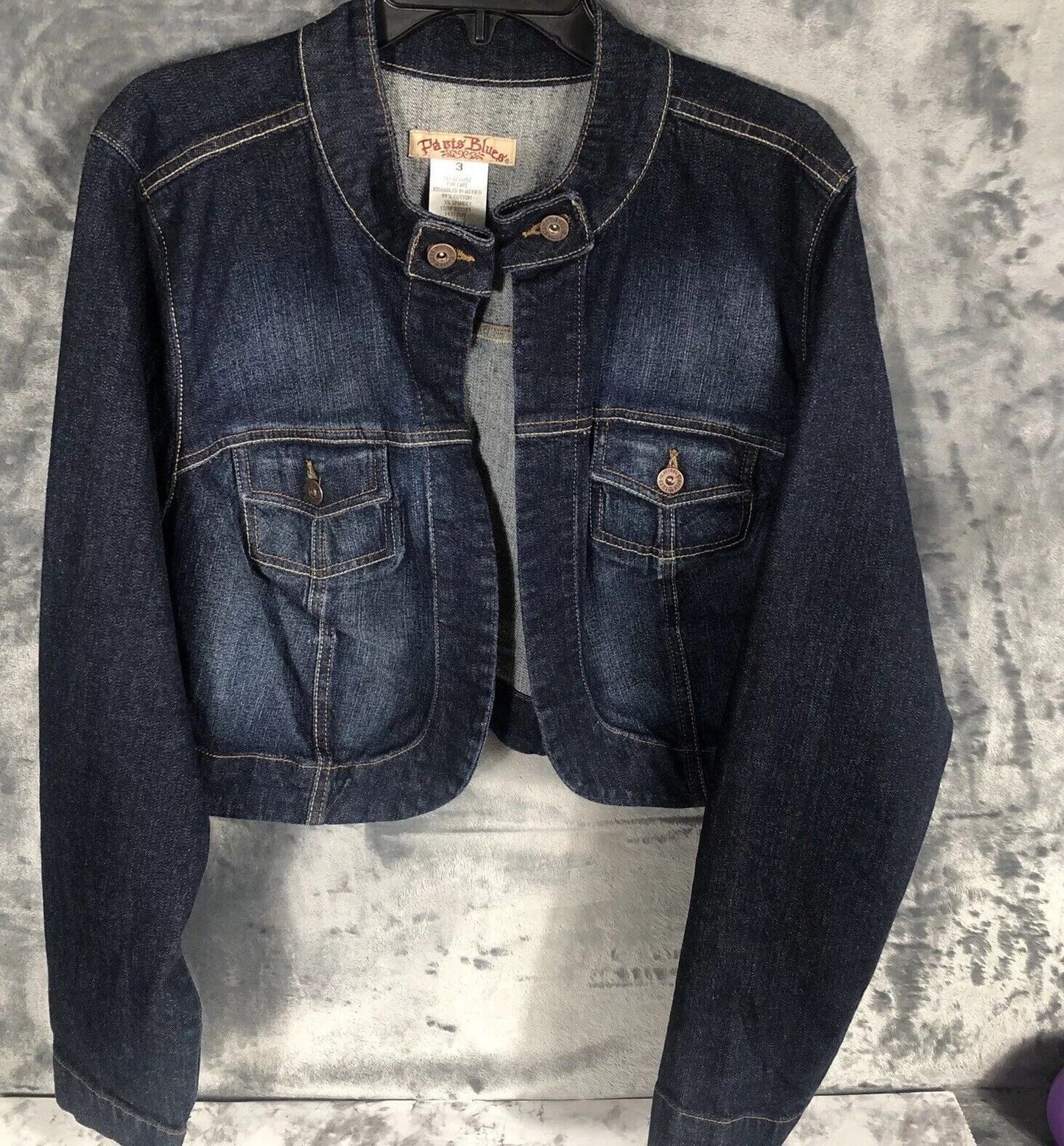 Paris Blues Womens Denim Jacket Size 3 Button-Up Crop Style