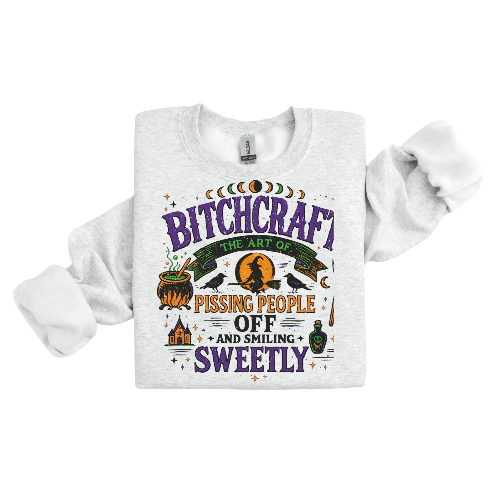 Womans Halloween Sweatshirt Funny Bitchcraft Witchy Sarcastic Fall Spooky Gift