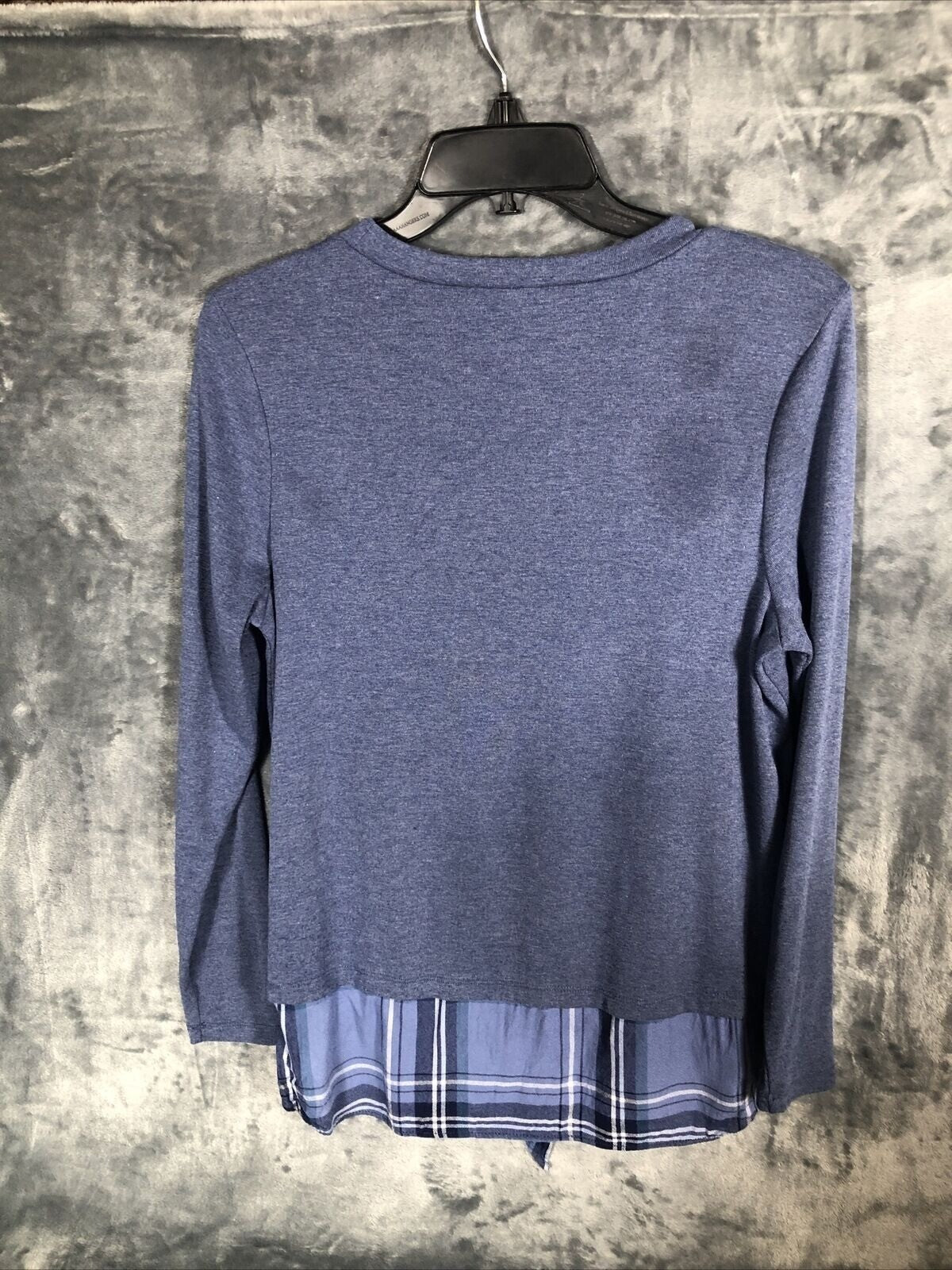 New Directions Women’s Shirt Blue Blouse Long Sleeve With Knot Size Small