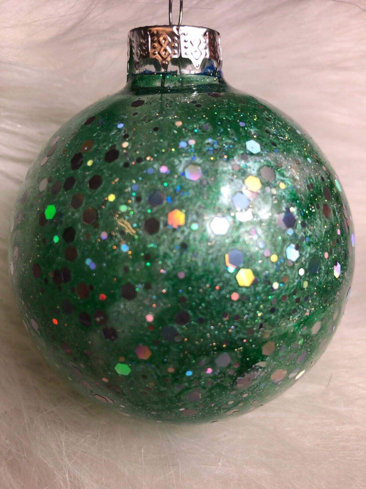 Green Glittery Christmas Tree Ornament Bauble