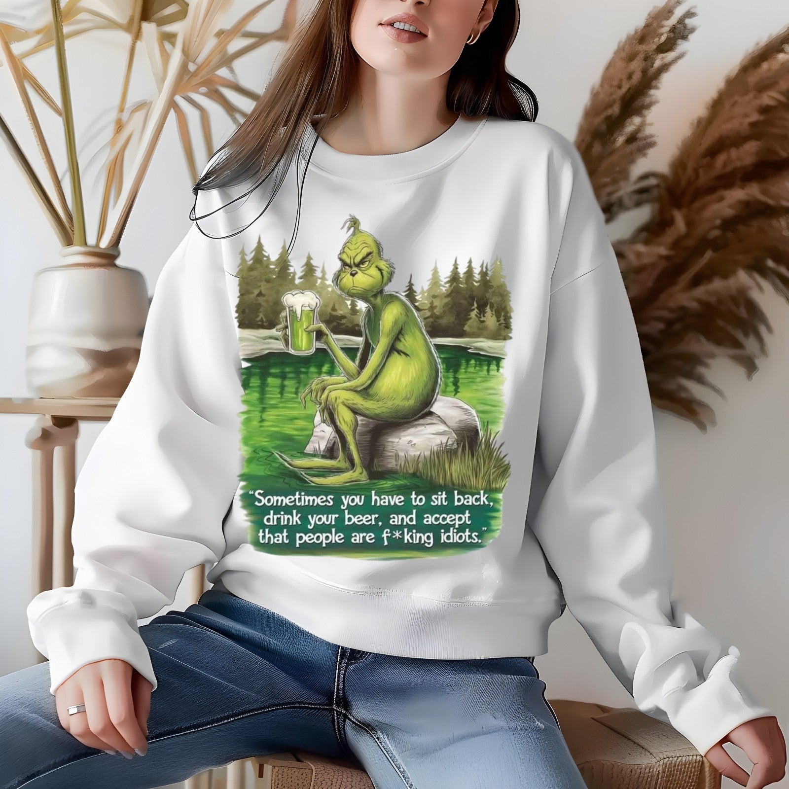 Womans Funny Sweatshirt Sassy Beer Lover's Sit Back & Sip Gift Humorous Top