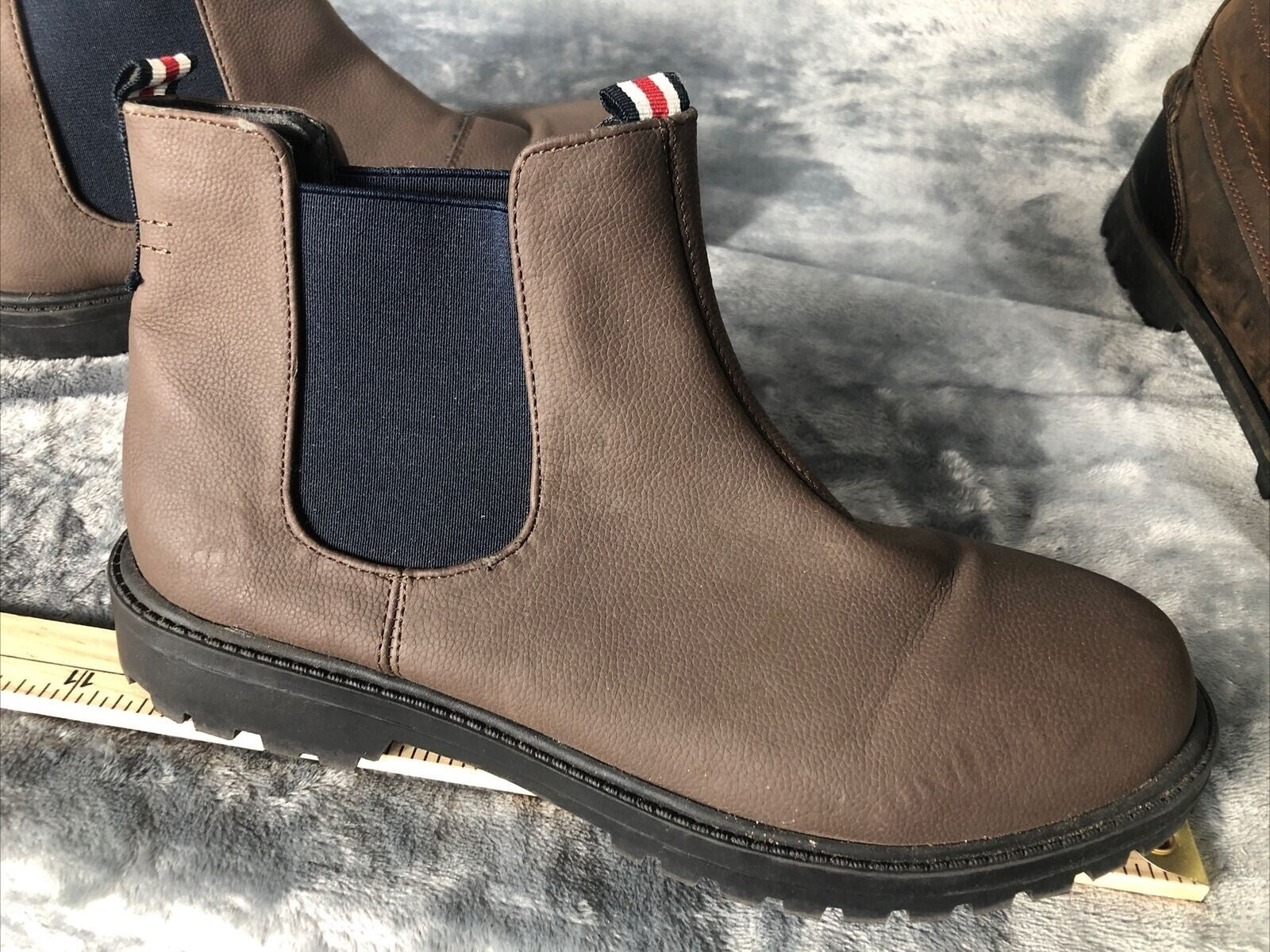 Brown Chelsea Ankle Boots Mens With Elastic Side Panels & Tricolor Tabs