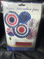 Patriotic Hanging Paper Fans Decoration Set - Red White & Blue - 2 Pcs 16