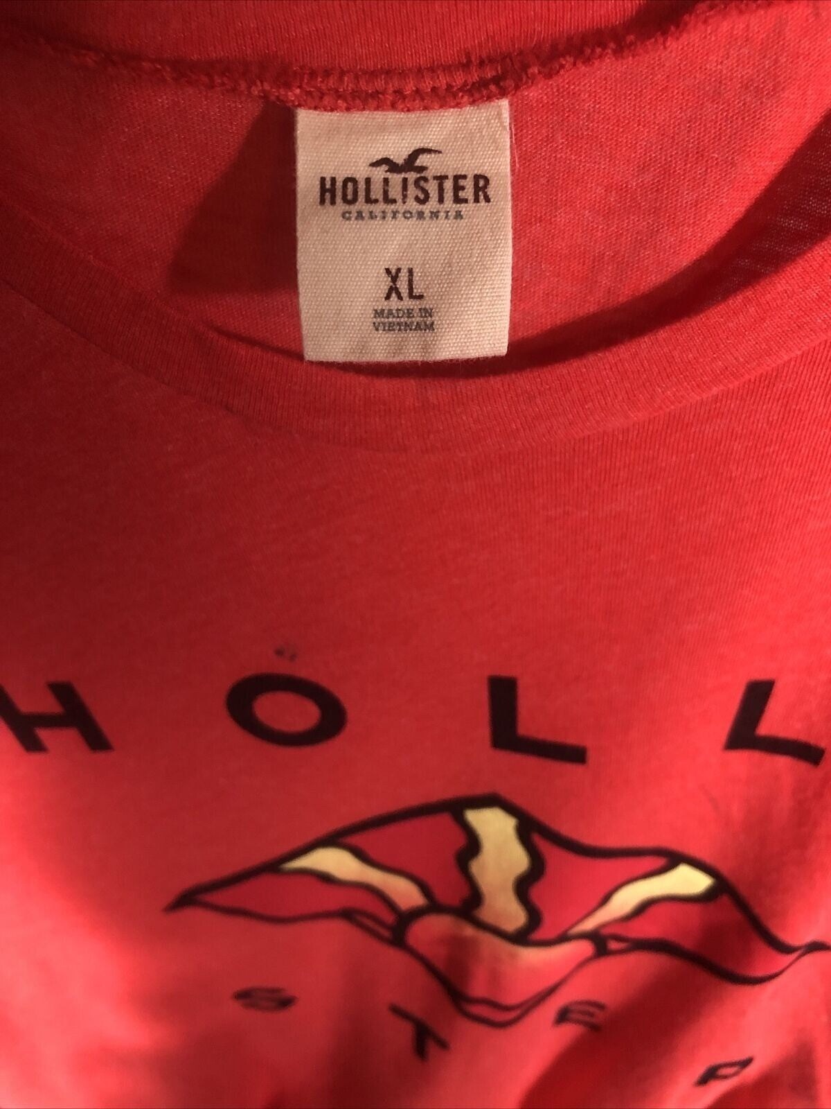 Hollister Red Graphic Tee XL Cotton/Polyester Mens Casual T-Shirt