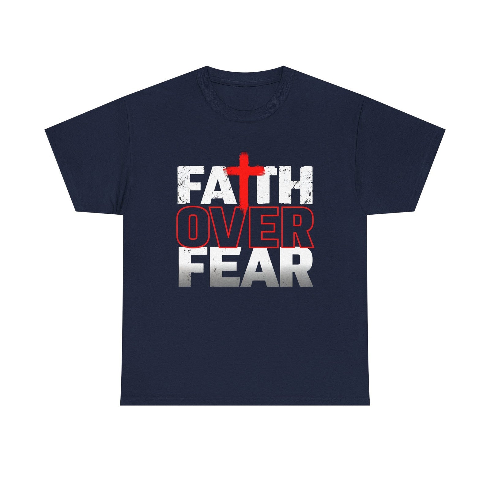 Womans T Shirt Faith Over Fear Christian Shirt, Jesus Bible Verse Religious Top