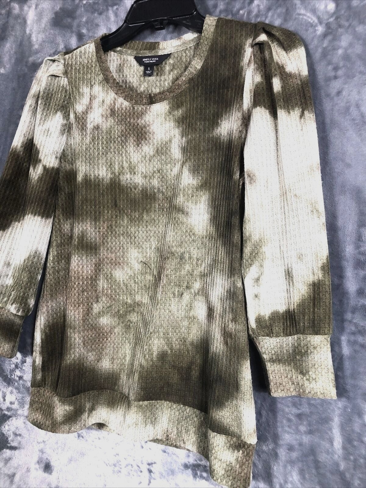 Simply Vera Wang Womans Shirt Boho Chic Tie-Dye Blouse S Fall Top