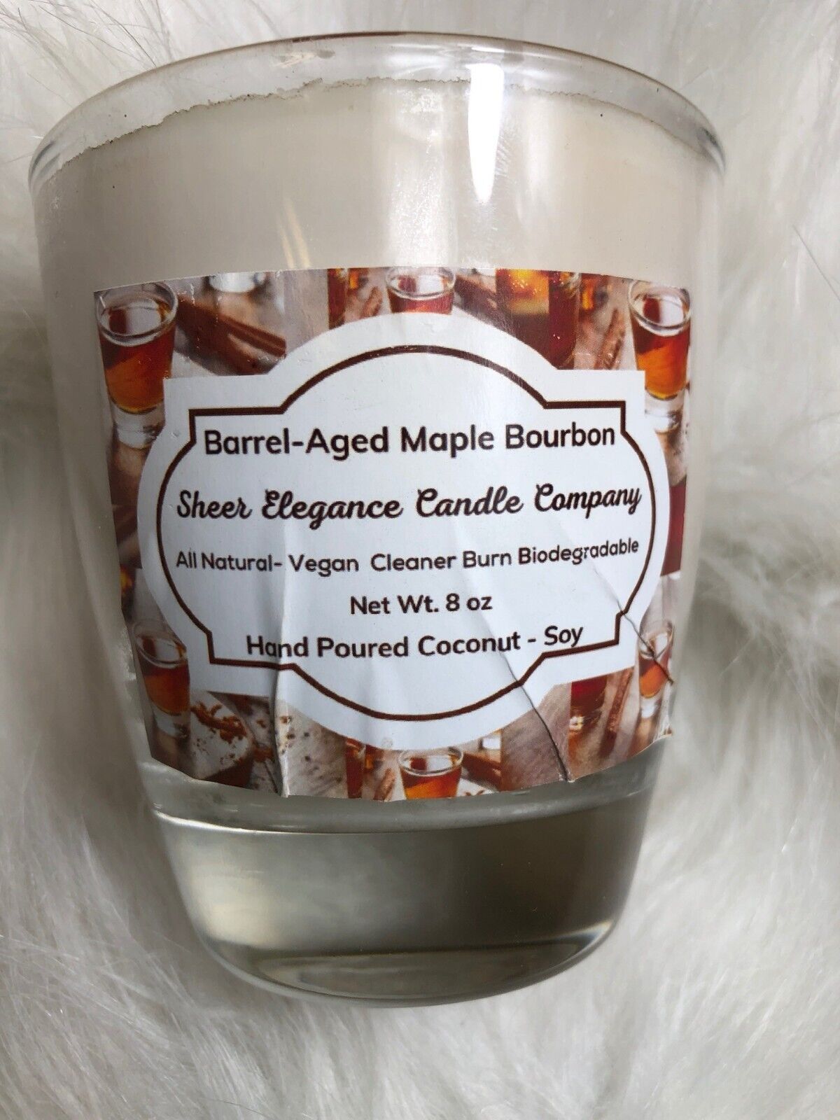 Barrel-Aged Maple Bourbon Candle 8 Oz Sheer Elegance Candle Co Vegan Hand Poured