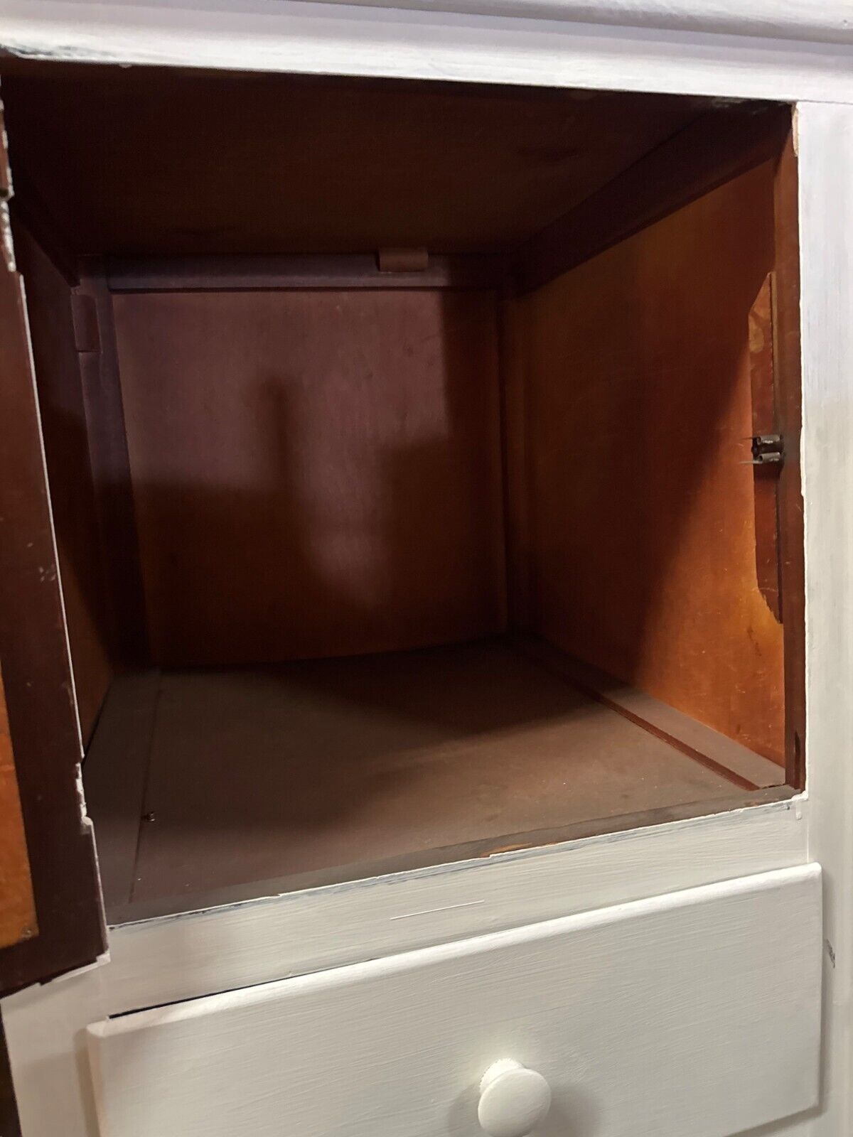 Antique White Wood Wardrobe Armoire With Mirror Door & Drawers