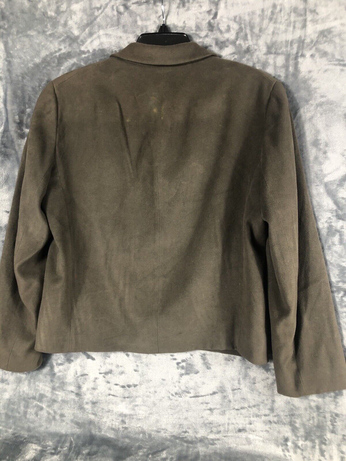 Anne Klein Women’s Jacket Neiman Marcus Suede Olive Green Moto Large Snap Front