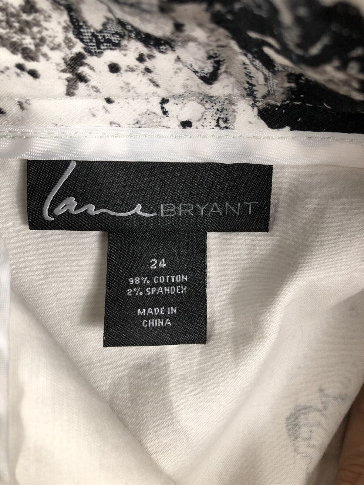 Lane Bryant Womens Floral Pencil Skirt Size 24 Black & White Cotton Blend