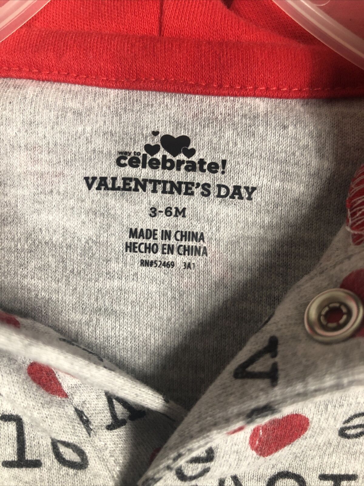 Valentine’s Day Baby 3 To 6 Months One Piece Outfit Celebrate