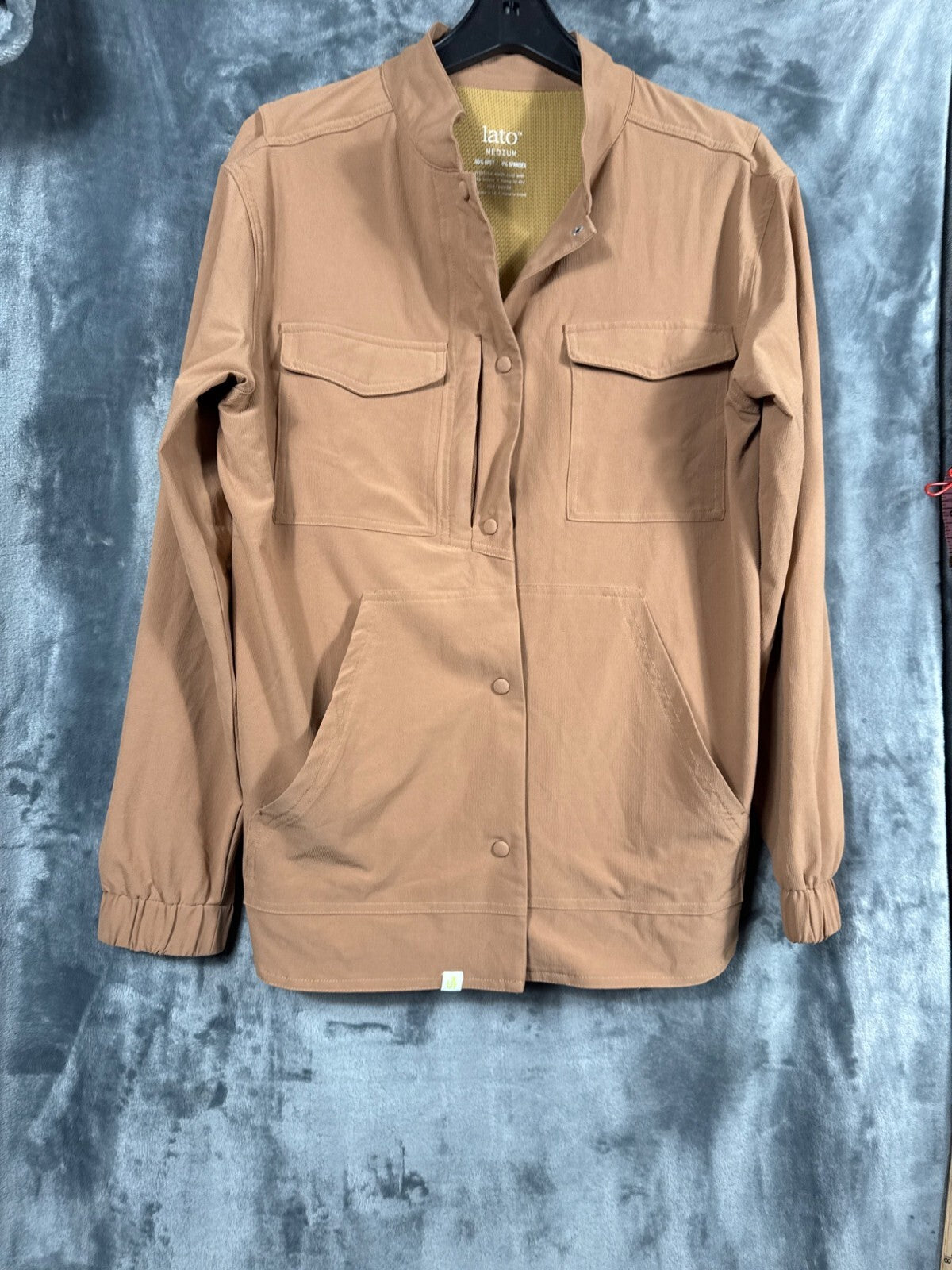 Lato Mens Brown Jacket Rpet/Spandex With Snap Closures & Elastic Cuffs