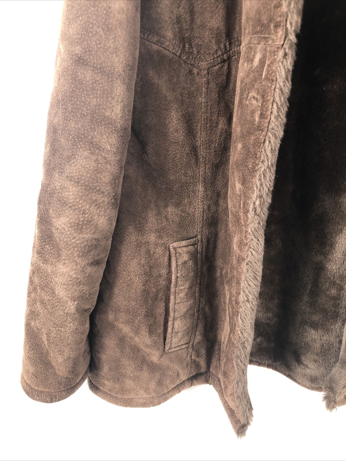 Guess Coat Woman’s Brown Suede Long Sleeve Casual Overcoat Size Adult Large