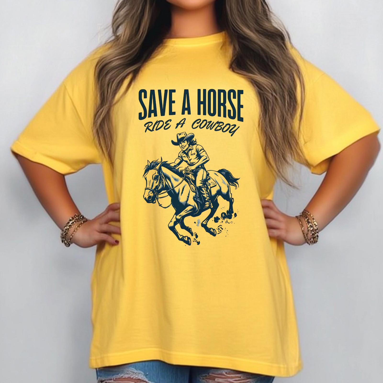 Womans Shirt Funny Save A Horse Ride A Cowboy Top T-Shirt Funny T Shirt