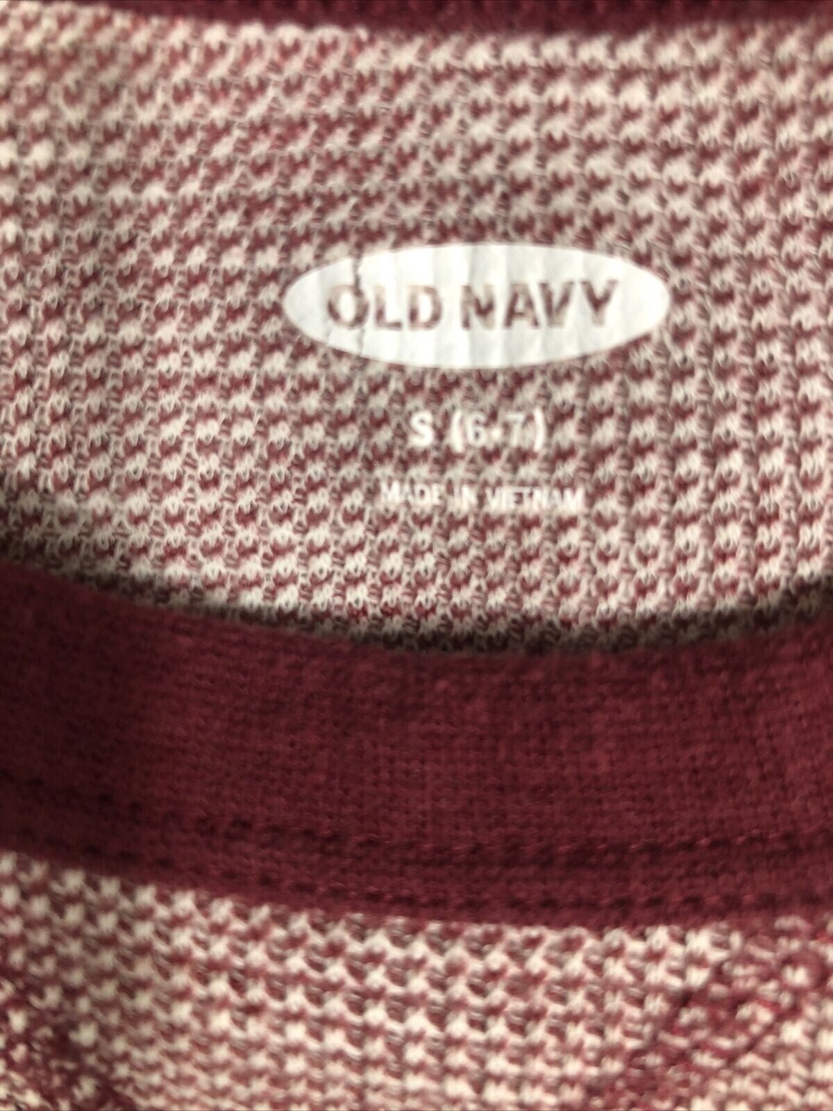 Old Navy Boys Long Sleeve Thermal Shirt Size S 6-7 Red & White Cotton Blend Casu