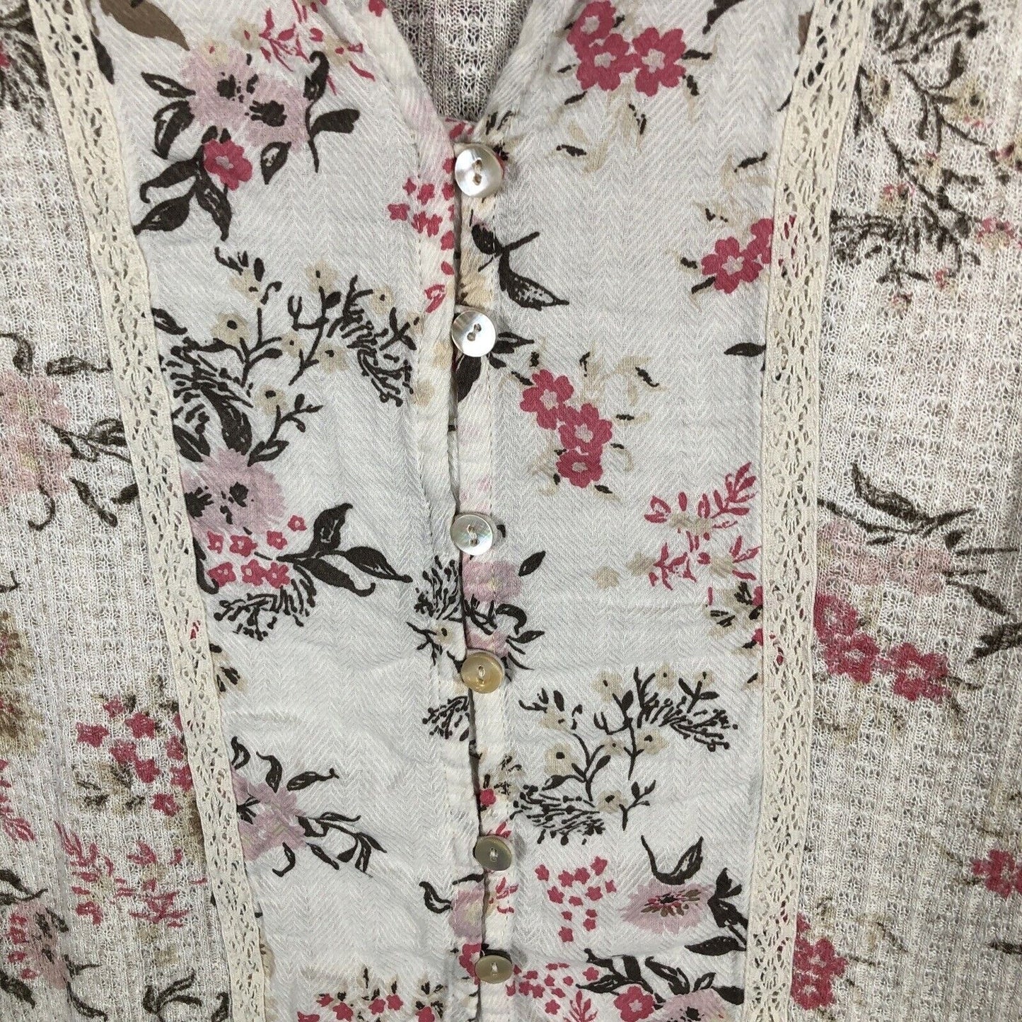 Lucky Brand Women’s Floral Shirt Pearl Buttons Size Small P