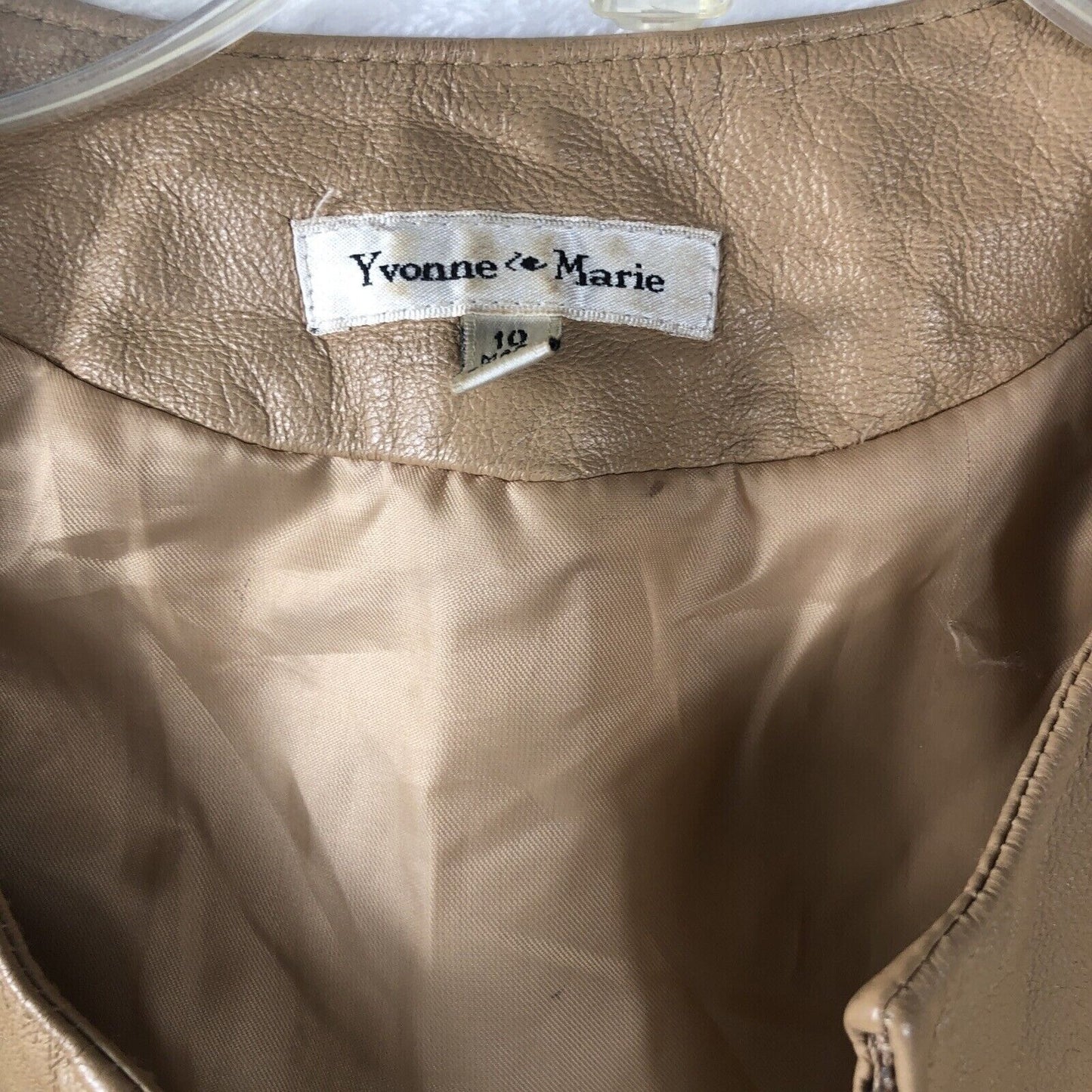 Yvonne Marie Womens Tan Leather Blazer Jacket Size 10 Professional Wear