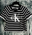 Calvin klein Woman's Shirt Crop Top Black/White Size Adult Medium