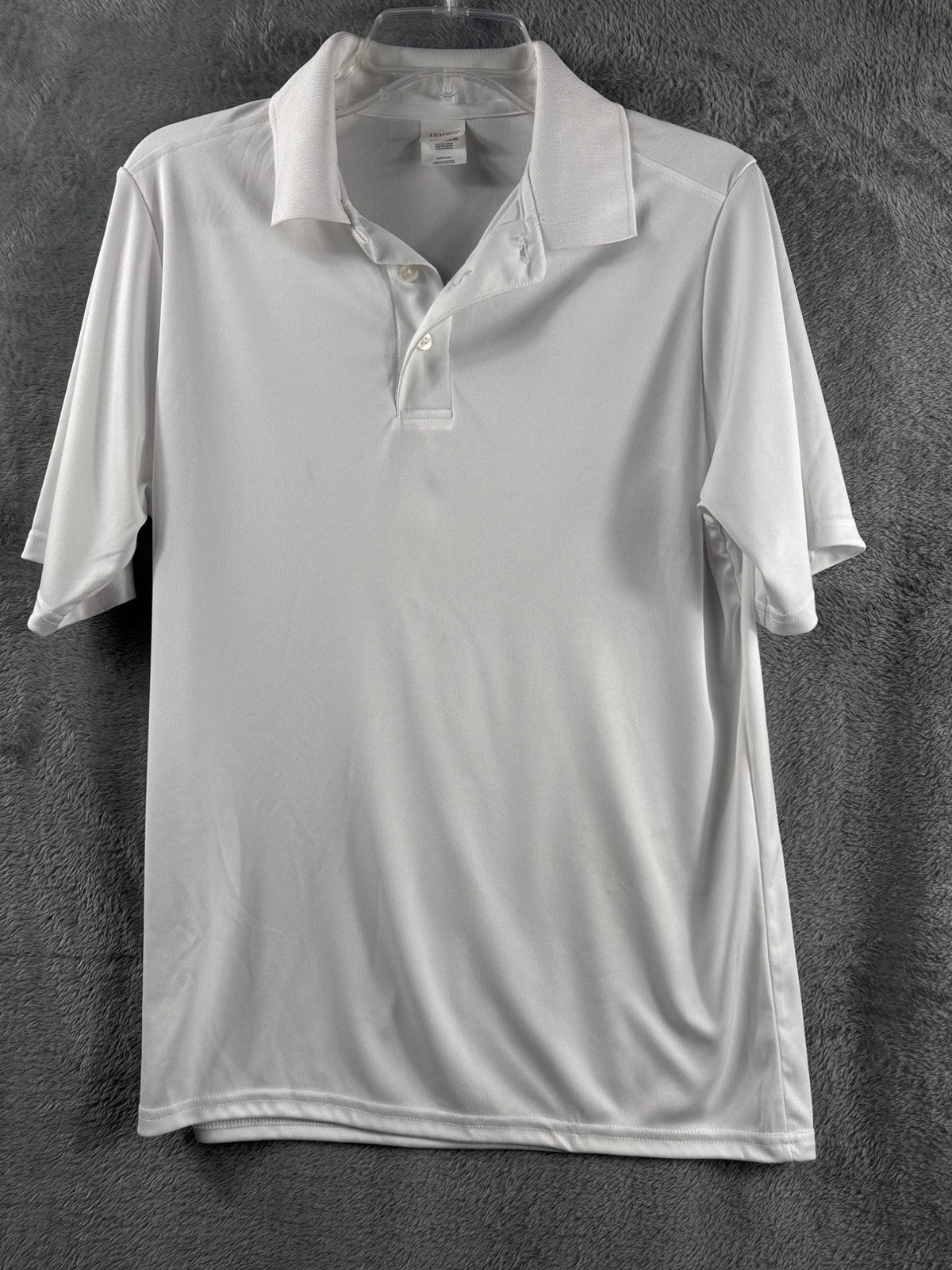 Mens White Polo Shirt Short Sleeve Moisture-Wicking Performance Shirt Size XL