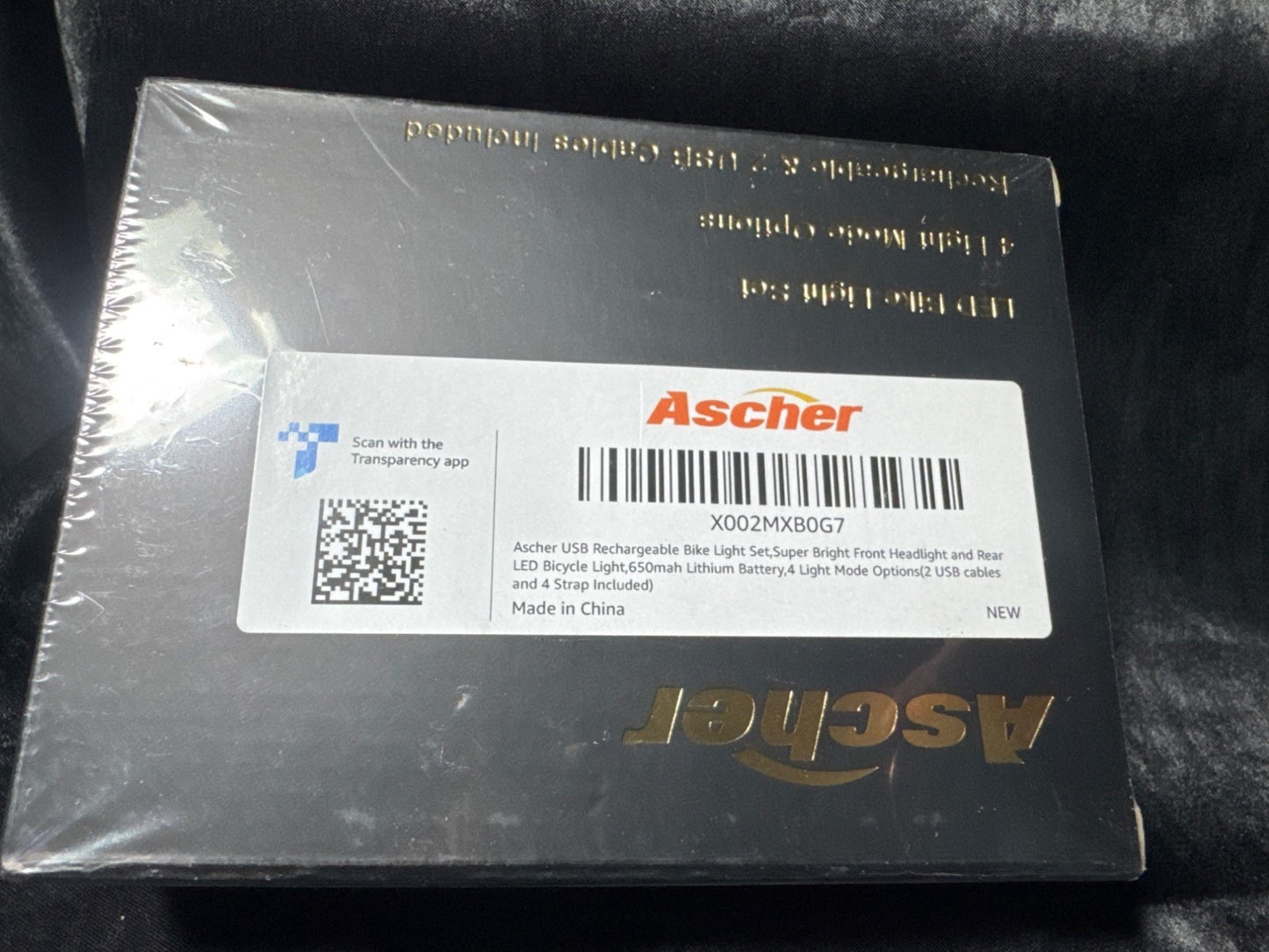 Ascher USB Rechargeable Bike Light Set With 650mAh Lithium Battery 4 Light Modes