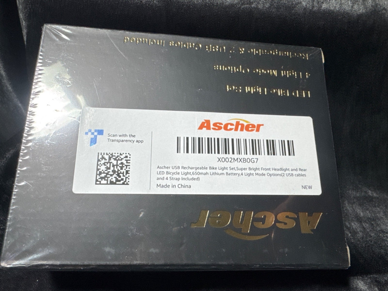 Ascher USB Rechargeable Bike Light Set With 650mAh Lithium Battery 4 Light Modes