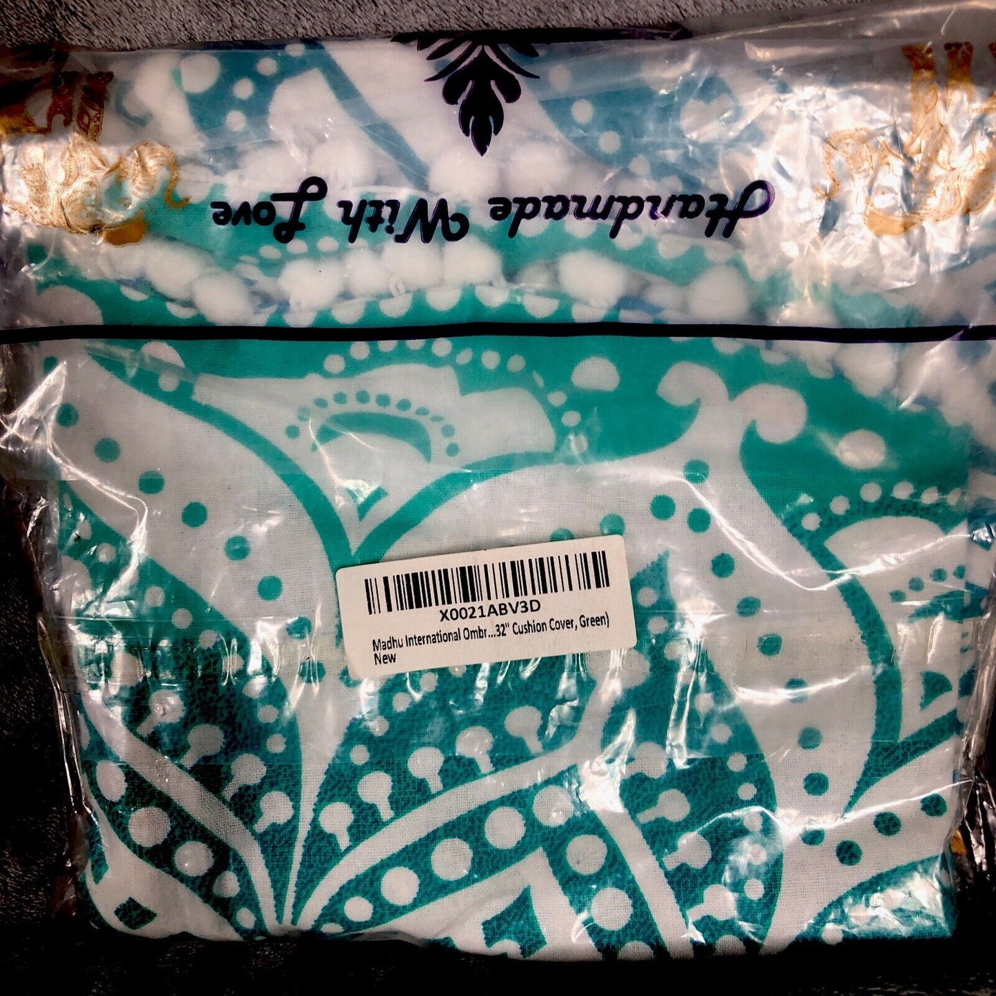 Madhu Tapestry Turquoise Blue/Green Ombre Hippie Mandala 32” Round Cushion Cover