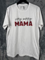 Very Merry Mama Graphic T-Shirt XL Bella+Canvas 100% Cotton White & Red Plaid
