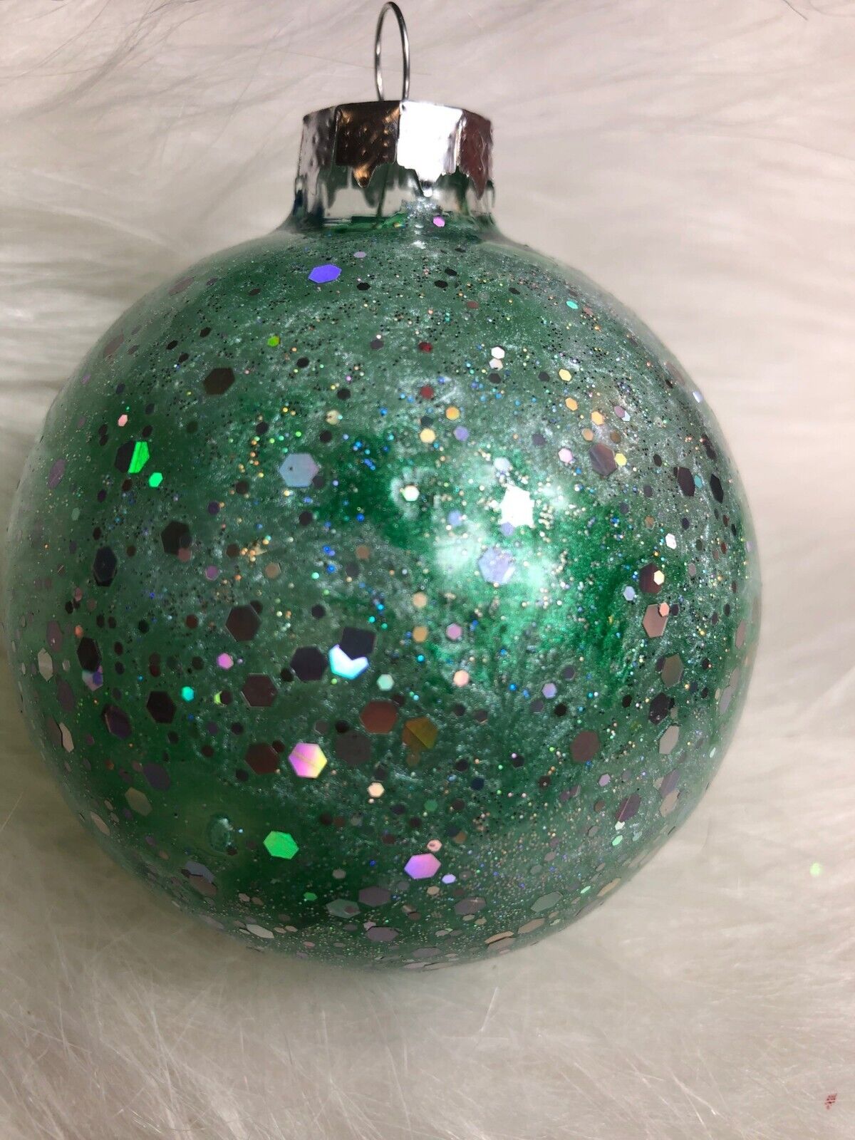 Green Glittery Christmas Tree Ornament Bauble