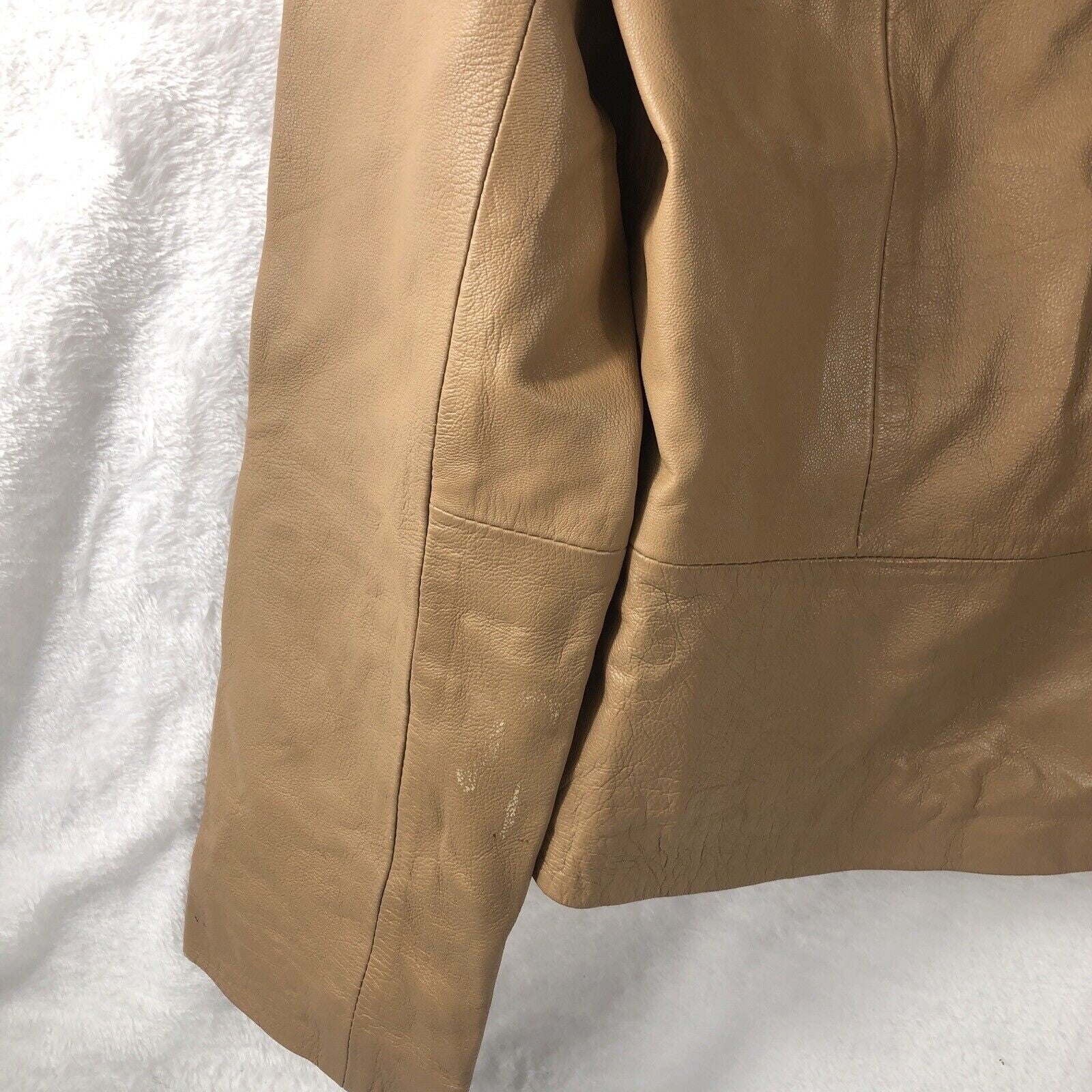 Yvonne Marie Womens Tan Leather Blazer Jacket Size 10 Professional Wear