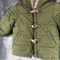 Toddler Green Duffle Coat With Toggle Closures & Hood
