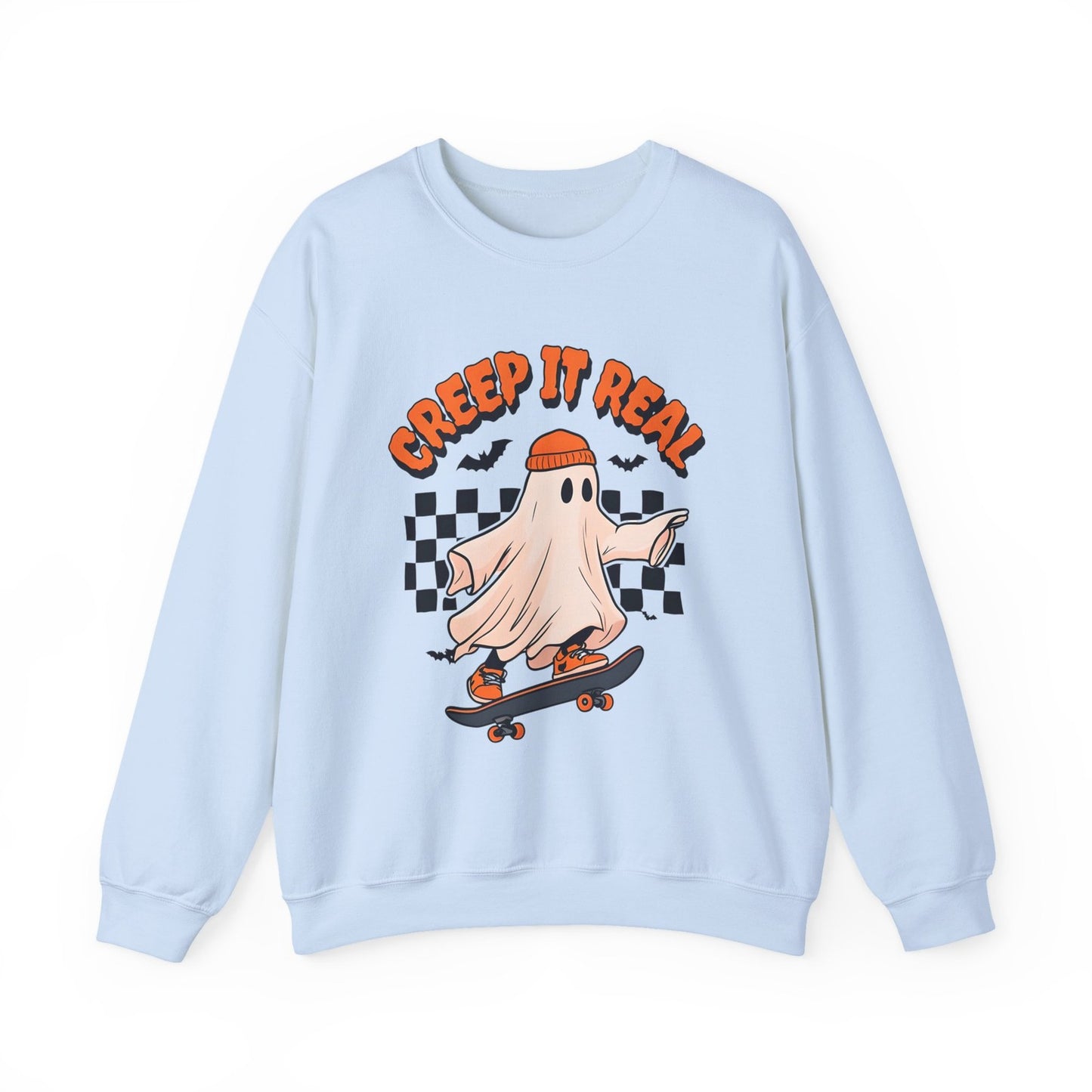 Womans Sweatshirt Creap It Real Funny Halloween Ghost Pullover Shirt