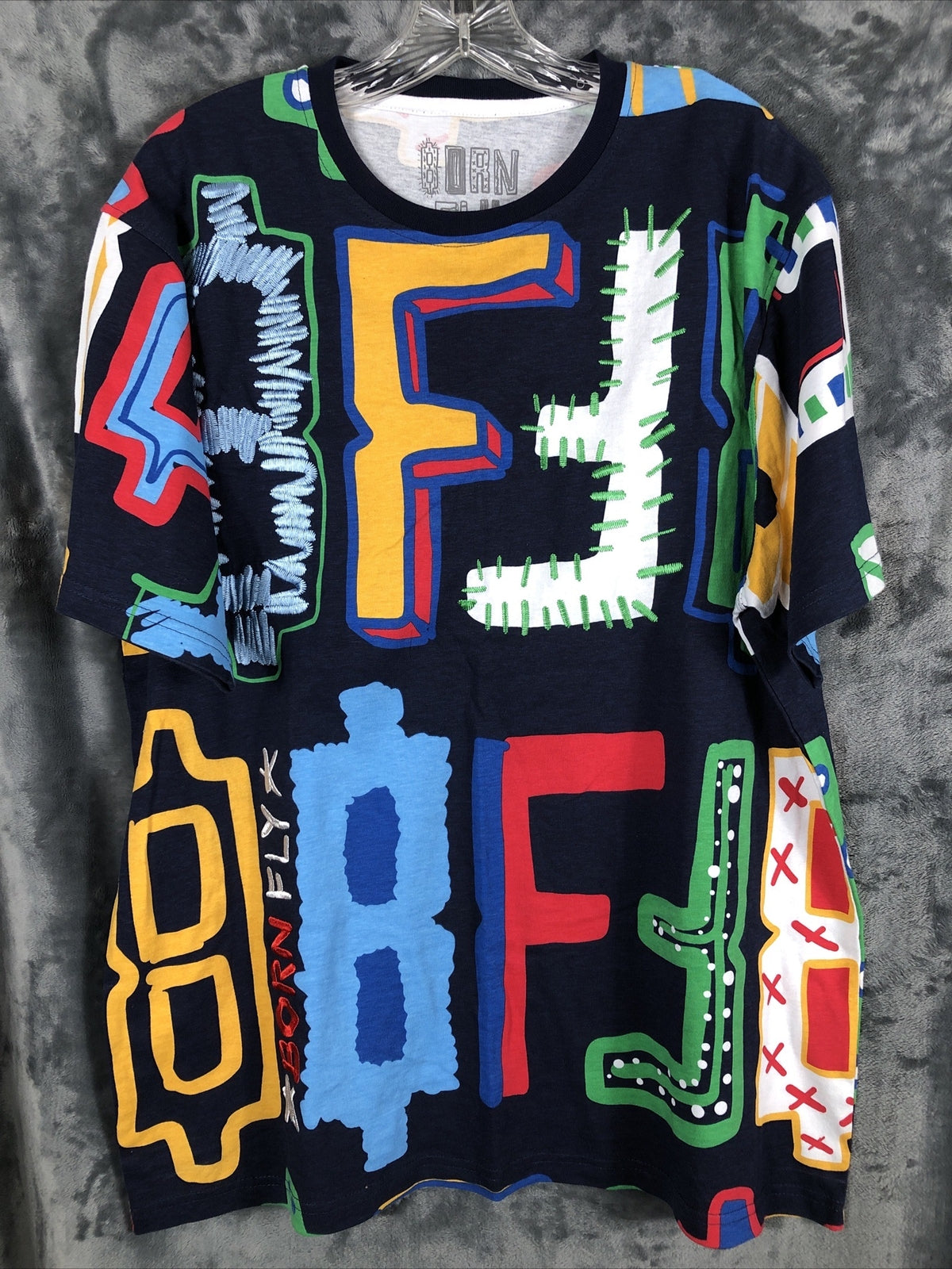 Born Fly Shirt Mens Size X-Large Tee Stitch Details