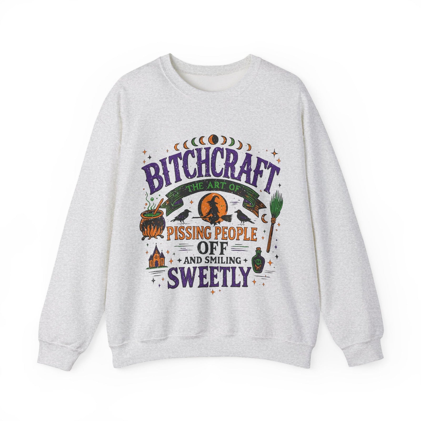 Womans Halloween Sweatshirt Funny Bitchcraft Witchy Sarcastic Fall Spooky Gift