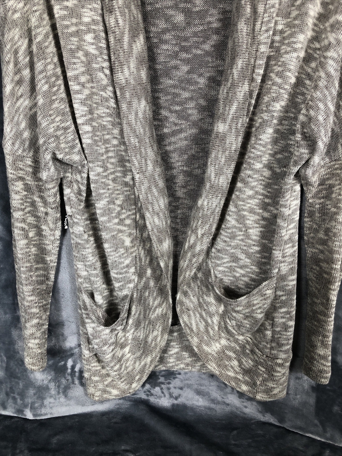 Motherhood Woman's Maternity Gray Open Front Knit Cardigan Sweater With Pockets