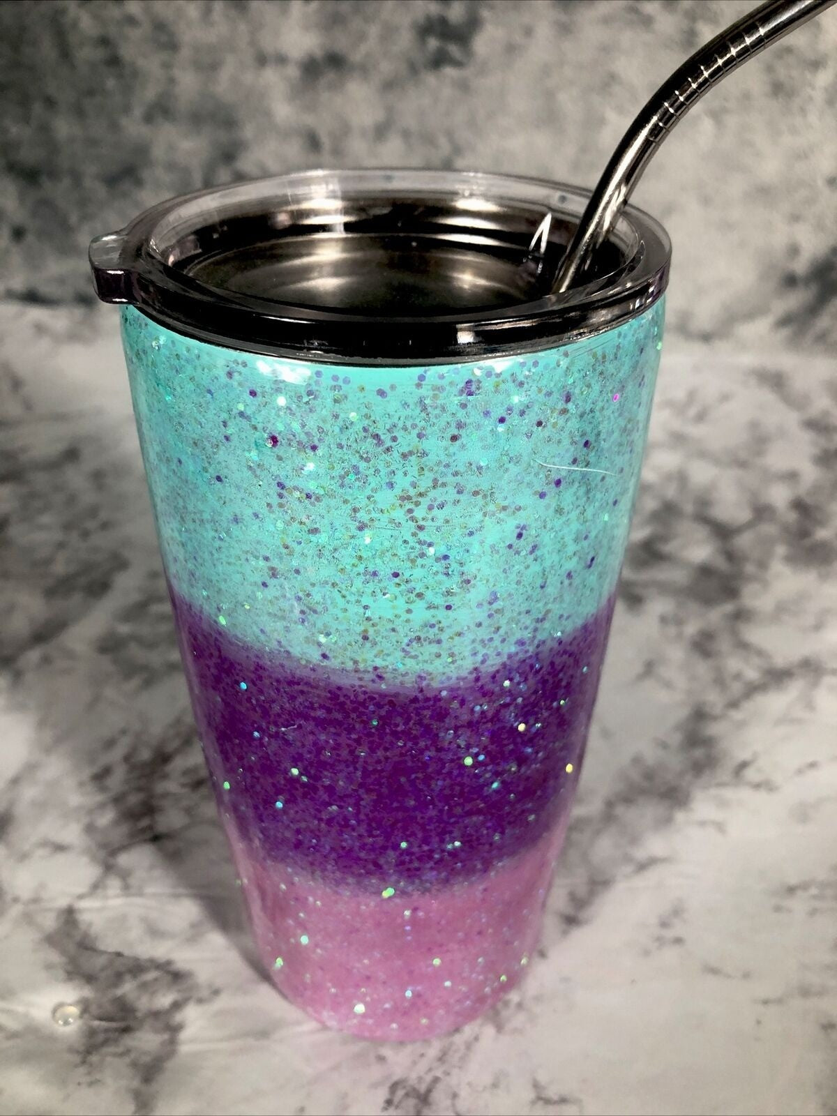 Stainless Steel Alcohol Ink Tumbler 20 oz Lid And Straw