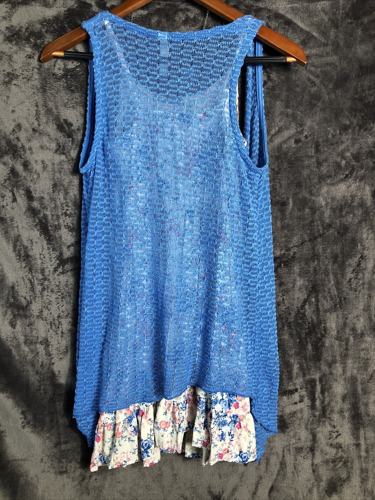 Knit Works Girls Dress Two Peace Set Pink Blue Florals Size 12
